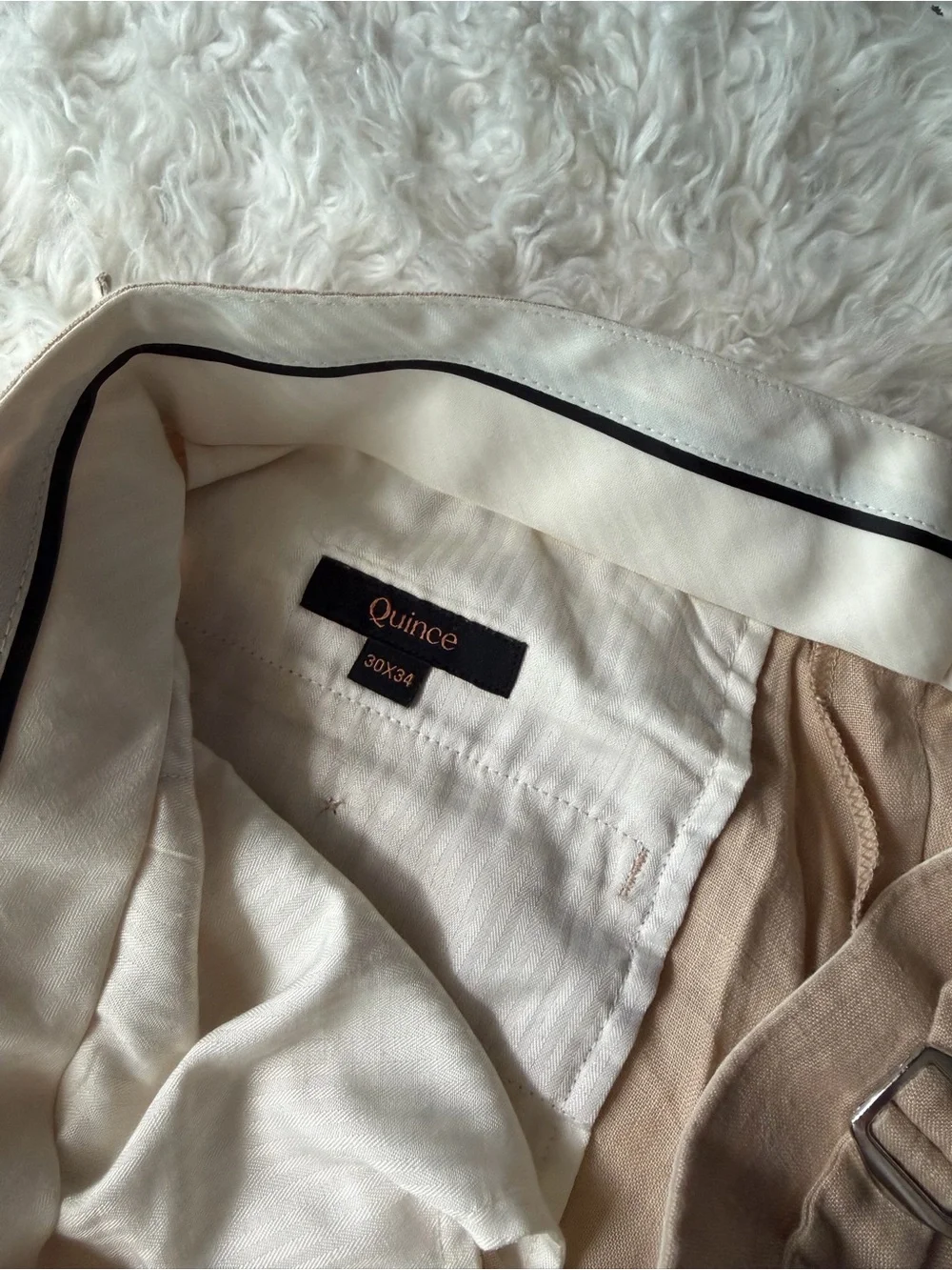 NWT Quince Cream and Beige European Linen Trousers 30x34